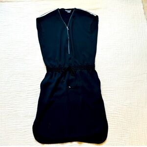 Vince Contrast Zip High Low Tie Dress Drawstring Waist